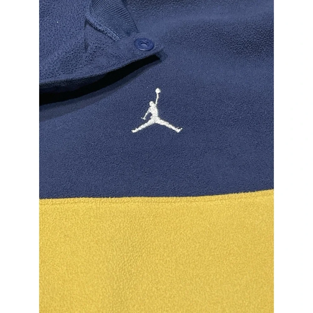 Vtg‎ Nike Jordan Fleece Shirt Adult XXL Colorblock Henley Long Sleeve Blue Y2K